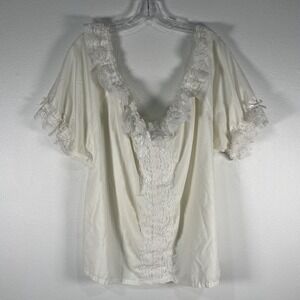 Vtg 60s Pete Bettina Smocking & Lace Square Dance‎ Top Size XL Renaissance Boho